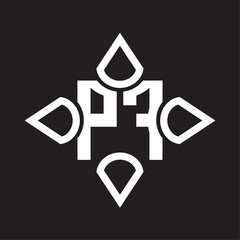 PF Logo monogram with four cone rounded by the shape design template