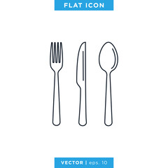 Food, Restaurant Icon Vector Logo Design Template. Spoon, Fork and Knife Symbol