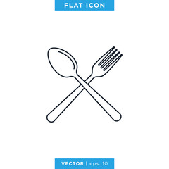Food, Restaurant Icon Vector Logo Design Template. Spoon, Fork and Knife Symbol
