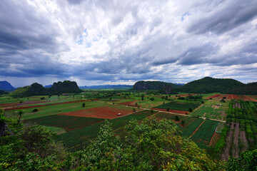 Obraz premium Panorama Aerial View of Mountain in Countryside, Thailand 