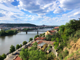 Fototapeta na wymiar Panoramic view of the Vltava River in Prague