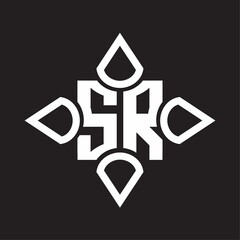 SR Logo monogram with four cone rounded by the shape design template