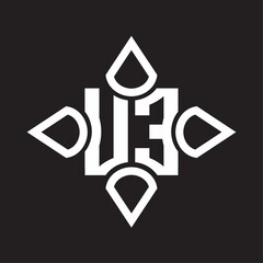 UE Logo monogram with four cone rounded by the shape design template