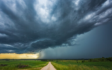 Supercell storm clouds with intense tropic rain