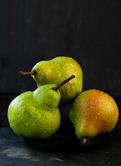 selective focus. ripe large pears