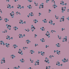 Seamless vintage floral pattern for gift wrap and fabric design. Blueberry