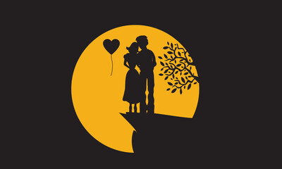 Happy couple night illustration. Anyone can use This Design Easily.