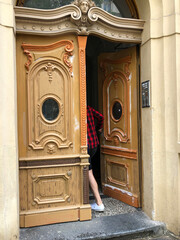 Typical art nouveau doorway on a family building in Europe