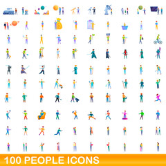 Fototapeta na wymiar 100 people icons set. Cartoon illustration of 100 people icons vector set isolated on white background