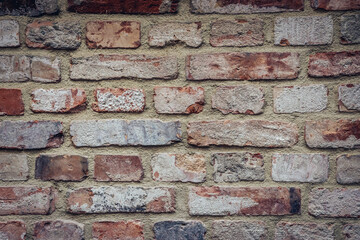 Detila of old wall made of red bricks