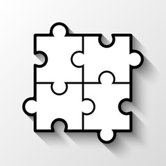Fototapeta premium Simple puzzle four piece business presentation. Circle puzzle outline infograph. 4 Step contour process diagram. Section line compare puzzle banner.