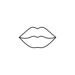 Outline lips, doodle, black and white illustration. Vector Stock illustration.