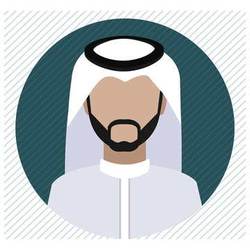 A Saudi Man Icon Wearing Shemagh And A Thobe Art & Illustration