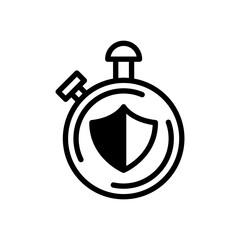 security time shield icon isolated on white background. vector illustration in line style. EPS 10