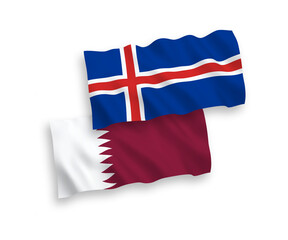 Flags of Iceland and Qatar on a white background