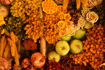 ドライフラワーとフルーツ