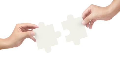 Hand of connecting jigsaw puzzle