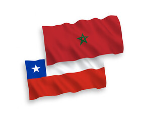 Flags of Chile and Morocco on a white background