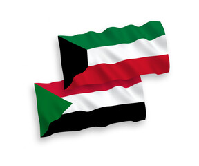 Flags of Sudan and Kuwait on a white background