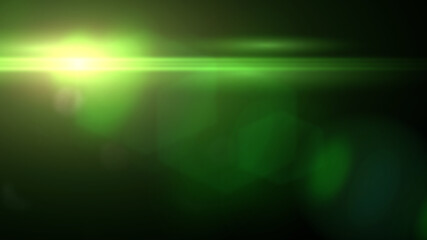 Obraz premium intense green lens flare effect overlay texture with hexagonal bokeh effect in front of a black background