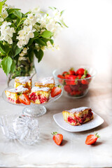 Strawberry cake on the plate