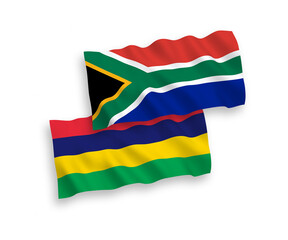 Flags of Mauritius and Republic of South Africa on a white background