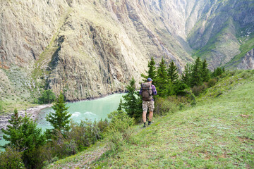 Fototapeta premium hiker in the mountains