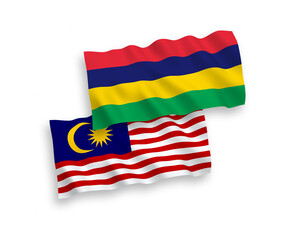 Flags of Mauritius and Malaysia on a white background