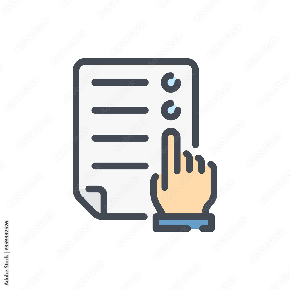 Poster choose from the list color line icon. list selection vector outline colorful sign.