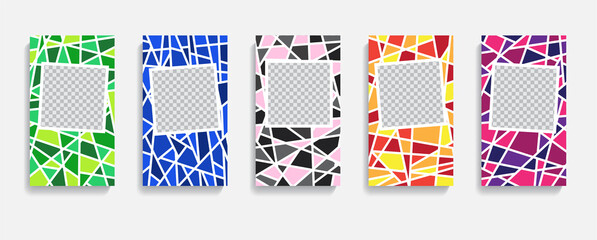 Templates for social networks. Design for stories. Mosaic style posters. Vector illustration
