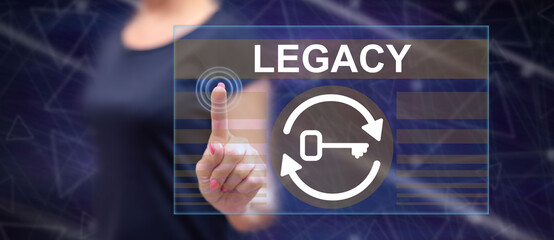 Woman touching a legacy concept