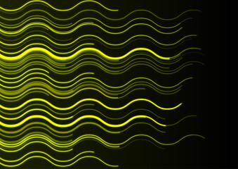 Bright yellow neon wavy lines abstract tech futuristic background. Concept vector design