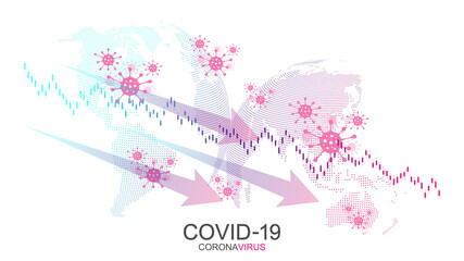 The impact of coronavirus on the stock exchange and the global economy. Financial crisis concept. Economic Crisis. Forex stock market exchange background. Vector illustration