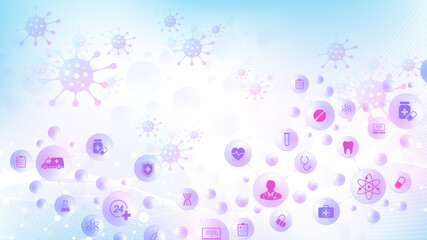 Abstract medical and science healthcare blue banner design corona virus Covid 19 template. Health care medicine concept Corona Virus vector icon shapes. Vector illustration.