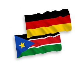 Flags of Republic of South Sudan and Germany on a white background