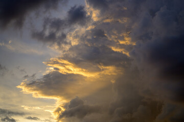 Dramatic cloud formations at sunset