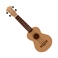 The ukulele is a musical instrument. Hawaiian guitar in simple flat style. Vector illustration isolated on a white background.