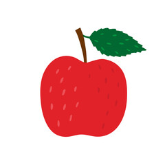 Hand drawn colorful Doodle apple. Vector in the sketch style. Flat fruit isolated on white. Veganism, natural nutrition.
