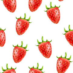 watercolor seamless pattern with berry of strawberry