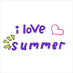 Summer set hand-drawn elements. Vector handwritten graphics for online services. Isolated text on a white background.Perfect for website, map, poster, cover,tag, invitation, sticker.