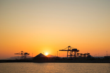 Fototapeta na wymiar a harbour at sunset in Incheon, Korea.