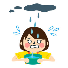 雨漏りに困る女性