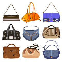 Collection of fashionable women's bags