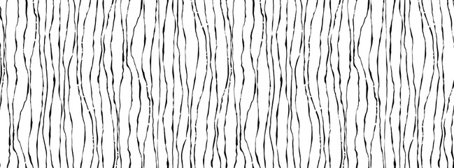 Hand drawn seamless pattern. Vector organic strips texture, endless background painted by ink. Black and white abstract grunge sketch