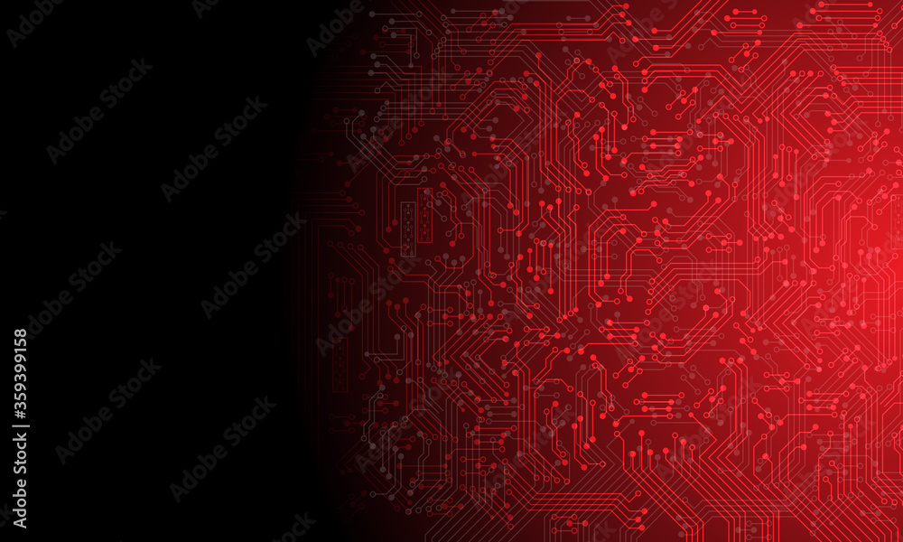 Poster Abstract technology red circuit mainboard computer cyber with black blank space futuristic background vector illustration.