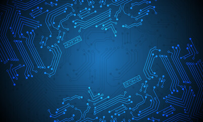 Abstract technology blue circuit mainboard computer futuristic background vector illustration. - obrazy, fototapety, plakaty