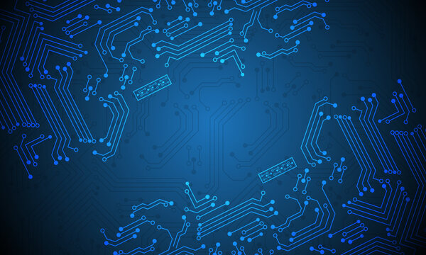 Abstract technology blue circuit mainboard computer futuristic background vector illustration.