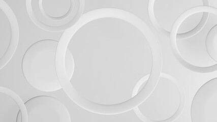 Abstract background with white ring circles. 3D render
