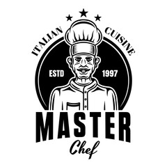 Master chef vector cooking monochrome emblem