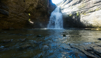 Fototapeta na wymiar Waterfall La Foradada de Cantonigros